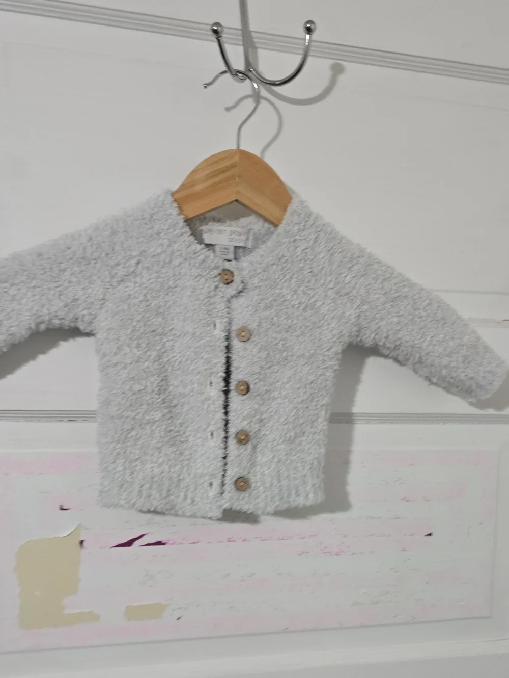 Barefoot Dreams Light Heather Gray Plush Baby Cardigan